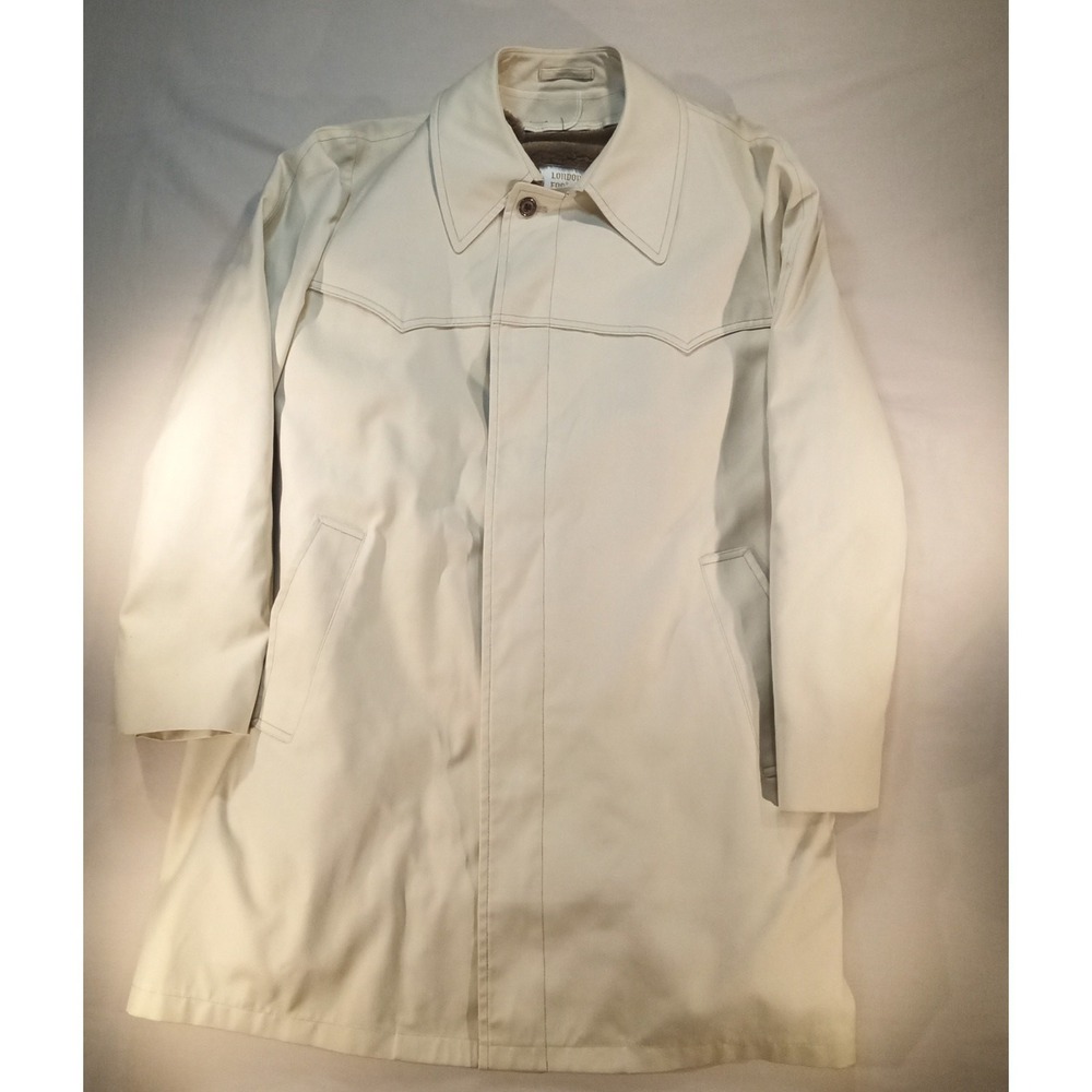 Vintage London Fog Maincoats‎ Trench Coat Cream Faux Fur Lined Mens 44 Long